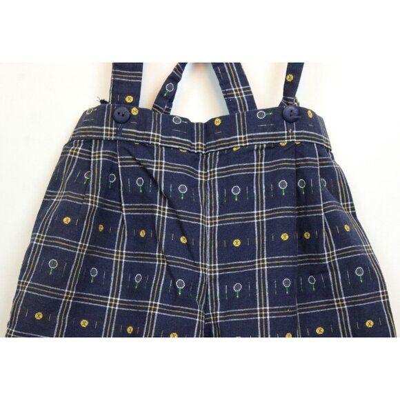 VTG 90s Good Lad Shorts Tennis Plaid Woven sz 4T Suspender Straps Preppy Unisex - Picture 3 of 8